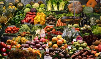 Colorful fruit and vegetables market